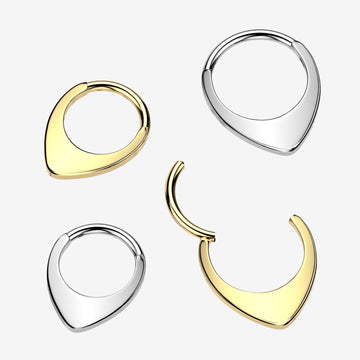 Detail View 1 of Implant Grade Titanium Golden Flat Teardrop Chevron Clicker Hoop Ring